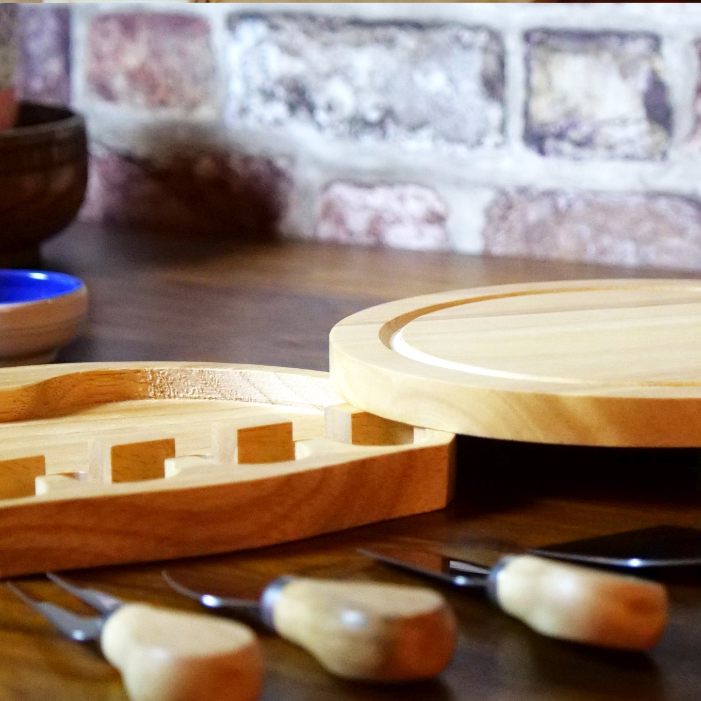 Personalised Wooden Cheese Set - Monogram