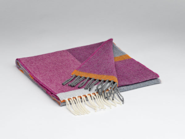 Wool Beetroot & Smoke Check Scarf