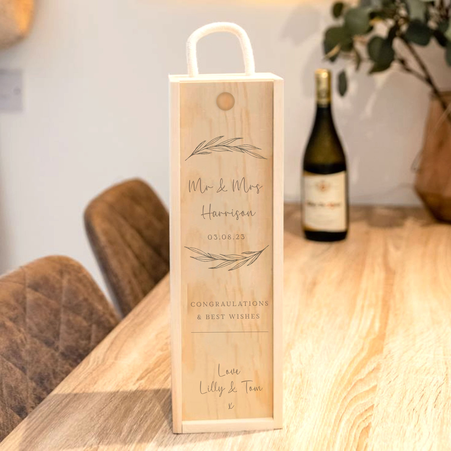 Personalised Wooden Wedding Wine Box