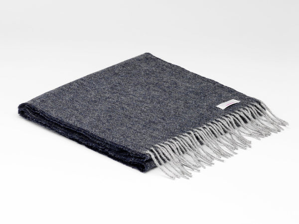 Wool Charcoal Herringbone Scarf