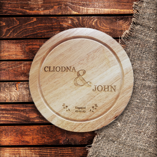 Personalised Wooden Cheese Set -  Couples Design