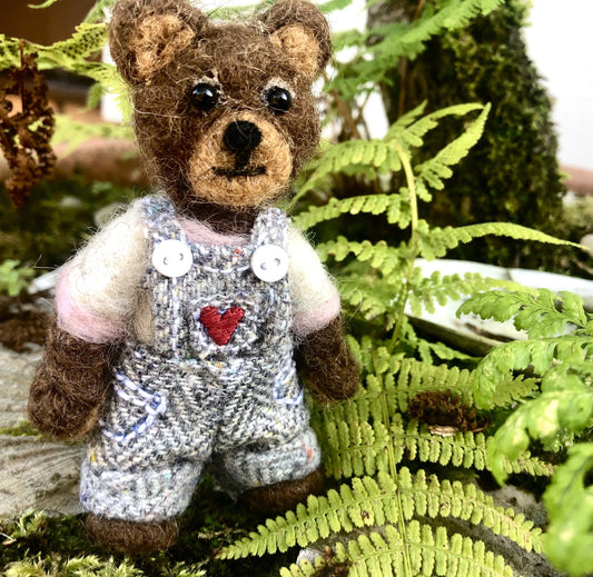 Needle-Felted Bear in Dungarees