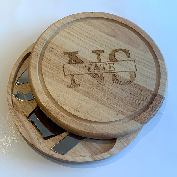 Personalised Deluxe  Wooden Cheese Set - Monogram