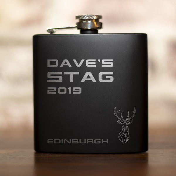 Personalised Hip Flask - Matt Black